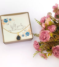 Φόρτωση εικόνας στο εργαλείο προβολής Συλλογής, Dainty Gold Birthstone Necklace, Personalized Teardrop Gemstone Pendant
