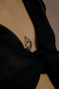Black Amethyst Filigree Necklace, Teardrop Pendant In Moroccan Style, Goth Bridal Jewelry