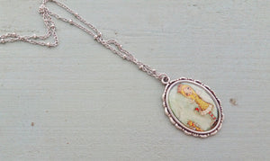 Antique Cameo Necklace With Fairy Charm