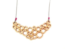 Load image into Gallery viewer, Honeycomb Laser Cut Wood Necklace, Beehive Jewelry For Women
