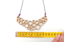 Load image into Gallery viewer, Honeycomb Laser Cut Wood Necklace, Beehive Jewelry For Women
