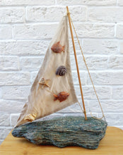 Load image into Gallery viewer, Vintage Decorative Sailing Boat From Stone And Wood
