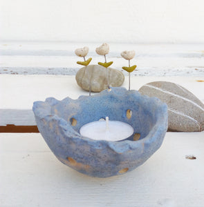 Blue Ceramic Tea Light Holder