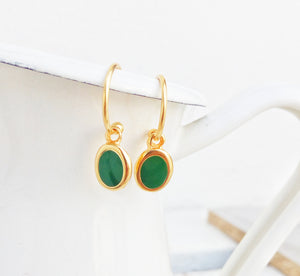 Green Hoop Earrings