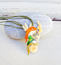 Load image into Gallery viewer, Elven Jewelry, Solid Silver Fairy Necklace, Enamel Necklace For Women
