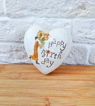 Load image into Gallery viewer, Mommy Birthday Gift, Happy Birthday Hand Engraved Heart From Wood With Flower Bouquet
