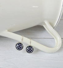 Load image into Gallery viewer, Azulejos Earrings, Talavera Pattern Jewelry, Small Round Earrings
