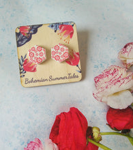Load image into Gallery viewer, Hexagon Stud Earrings, Chrysanthemum Flower Stud Earrings
