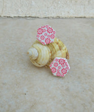 Load image into Gallery viewer, Hexagon Stud Earrings, Chrysanthemum Flower Stud Earrings
