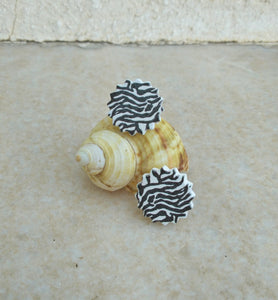 Zebra Print Earrings, Wooden Stud Earrings With Zebra Stripes