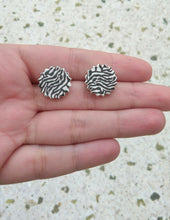 Load image into Gallery viewer, Zebra Print Earrings, Wooden Stud Earrings With Zebra Stripes
