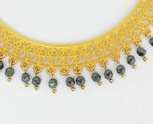 Load image into Gallery viewer, Curved Bar Byzantine Necklace, Hematite Stone Choker Necklace
