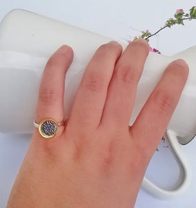 Silver Signet Ring , Ancient Greek Coin Ring, Dainty Boho Jewelry Gift For