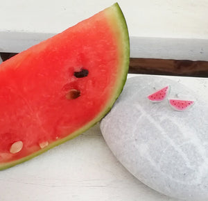 Watermelon Stud Earrings, Cute Summer Fruit Earrings, Food Lover Gift
