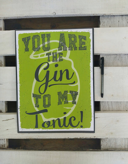 Gin and Tonic Cocktail Metal Sign, Drinking Gifts