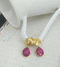 Load image into Gallery viewer, Gold Ruby Birthstone Earrings

