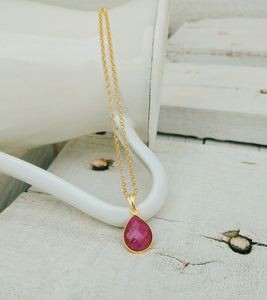 Pink Sapphire Necklace, Ruby Jewelry Gift For Wife For 40th Anniversary