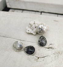 Load image into Gallery viewer, Black Rutilated Quartz Earrings, Silver Filigree Gemstone Jewelry For Her

