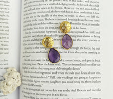 Load image into Gallery viewer, 22k Gold Plated Silver Amethyst Earrings, February Birthday Gift For Women
