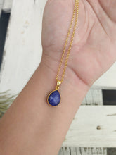 Load image into Gallery viewer, Lapis Pendant Necklace, 925 Silver Charm Necklace In Teardrop Shape
