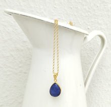 Load image into Gallery viewer, Lapis Pendant Necklace, 925 Silver Charm Necklace In Teardrop Shape
