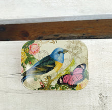 Load image into Gallery viewer, Vintage Style Candy Tin With Bluebird And Butterfly
