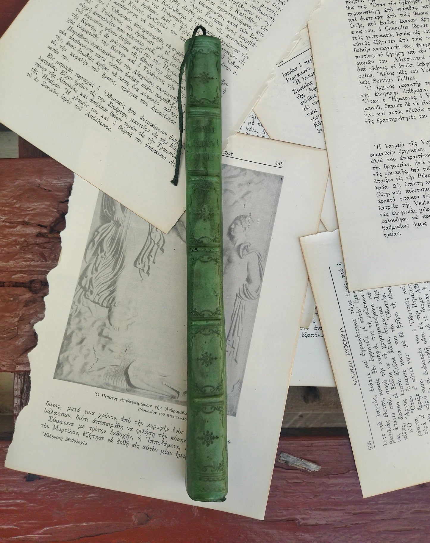 Λαμπάδα Ράχη Παλιού Σκληρόδετου Βιβλίου, Λαμπάδα Σελιδοδείκτης, Vintage Bookmark Candle