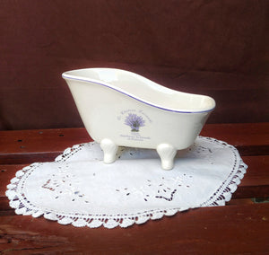 Vintage Bathtub Soap And Sponge Holder, Porcelain Bathroom Organizer