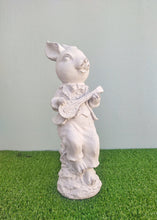Load image into Gallery viewer, White Ceramic Rabbit Figurine With Music Ornament, Easter Bunny Decoration, Woodland Nursery Decor

