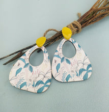 Load image into Gallery viewer, Laser Cut Wood Earrings With Hypoallergenic Steel Studs, Hibiscus Flower Earrings, Tropical Jewelry
