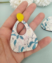 Load image into Gallery viewer, Laser Cut Wood Earrings With Hypoallergenic Steel Studs, Hibiscus Flower Earrings, Tropical Jewelry
