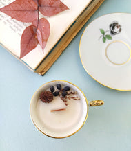 Load image into Gallery viewer, Ceramic Black Rose Coffee Cup With Saucer And Hand Poured Soy Candle

