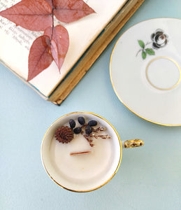 Ceramic Black Rose Coffee Cup With Saucer And Hand Poured Soy Candle