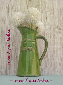 Green Ceramic Pitcher, Ceramic Watering Can, Gift For Gardener