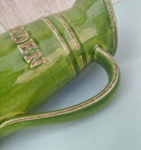 Green Ceramic Pitcher, Ceramic Watering Can, Gift For Gardener