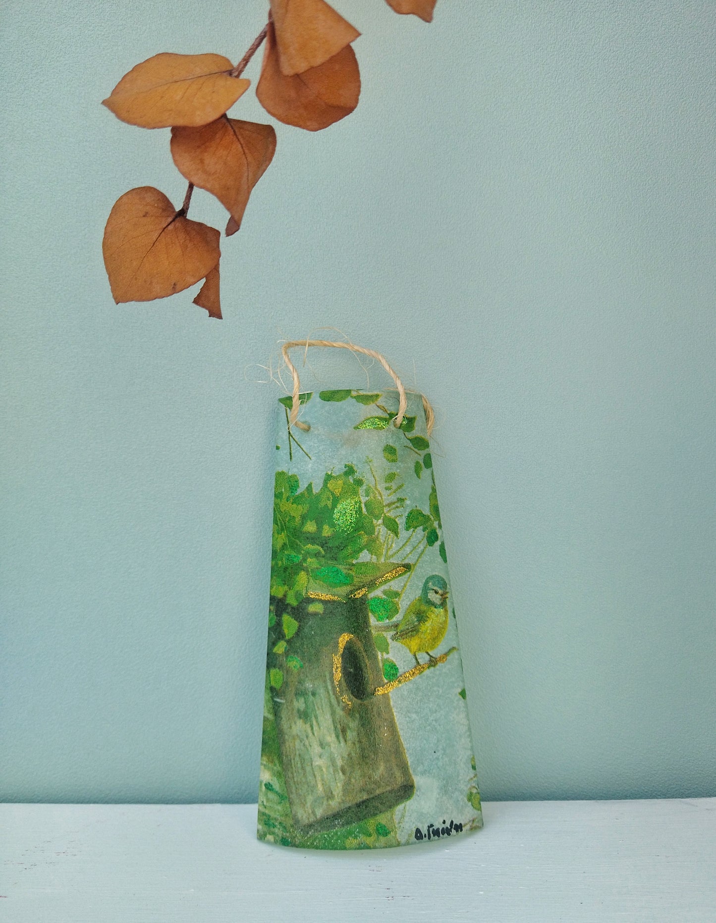 Cottagecore Decor, Decoupage Glass Wall Art, Handmade Woodland Theme Gift For Mom
