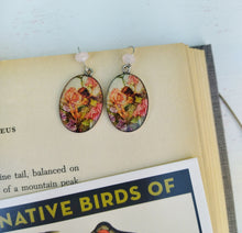 Load image into Gallery viewer, Sweet Pea Flower Fairy Earrings, April Birth Flower Gift, Inspired Jewelry From Vintage Book Illustration

