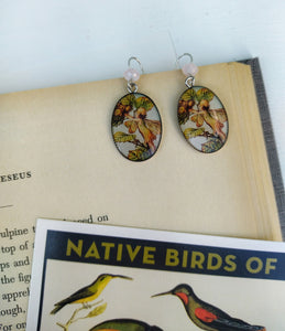 Hazel Nut Flower Fairy Earrings, Fairytale Jewelry Inspired In Vintage Book Illustration
