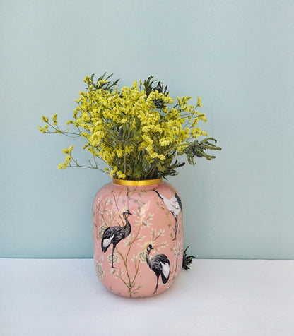 Large Decorative Vase For Dried Flowers, Bird Crane Decor, Housewarming Gift For New Couple