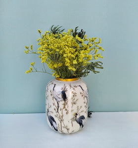 Large Decorative Vase For Dried Flowers, Bird Crane Decor, Housewarming Gift For New Couple