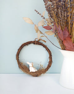 Easter Wreath With White Ceramic Bunny
