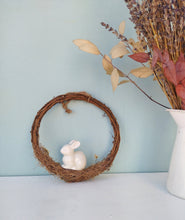 Load image into Gallery viewer, Easter Wreath With White Ceramic Bunny
