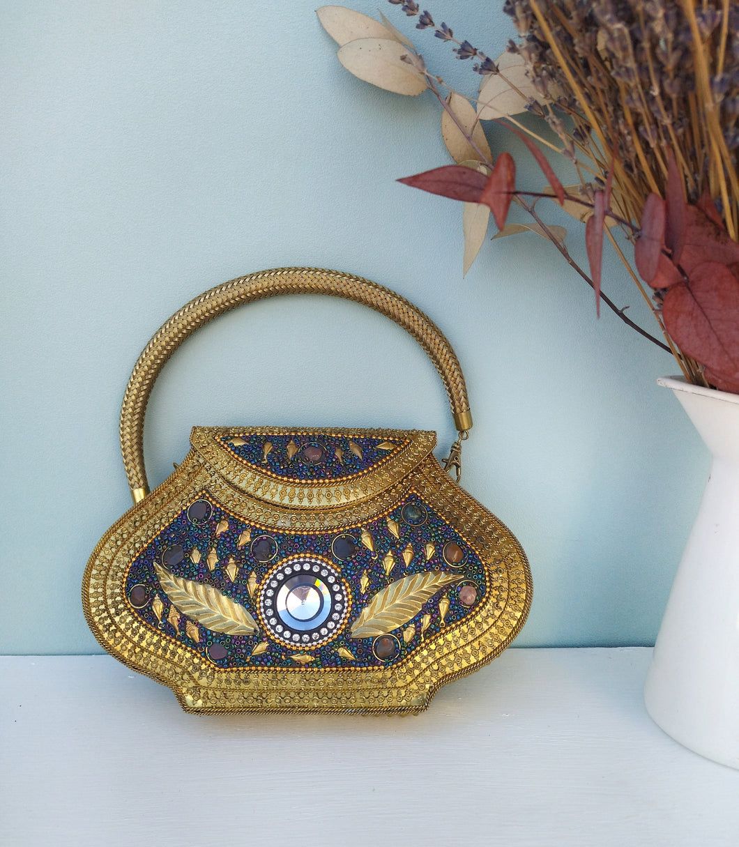 Fancy Beaded Evening Bag, Luxury Ornate Bag