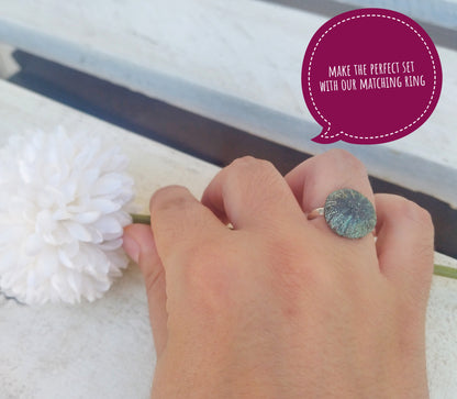 Oxidized Silver Urchin Earrings, Sea Life Jewelry, Beach Wedding Gift For Bridesmaid