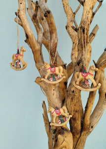 Ceramic Christmas Tree Ornaments Set Carousel Horse