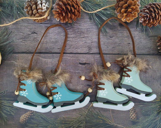 Wooden Christmas Ornaments With Ice Skates