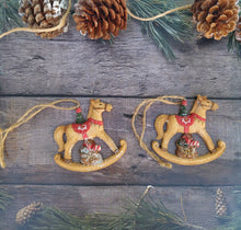 Load image into Gallery viewer, Ceramic Christmas Tree Ornaments Set Carousel Horse
