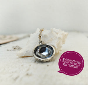 Oxidized Silver Urchin Charm Necklace