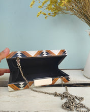 Load image into Gallery viewer, Wooden Clutch Bag With Herringbone Design
