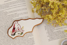 Load image into Gallery viewer, Make Up Purse Mirror, Vintage Elf Etched Mirror With Handmade Felt Sleeve
